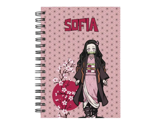 Cuaderno Nezuko Kamado personalizado M01 en tamaño A5 con tapas duras y hojas a elección