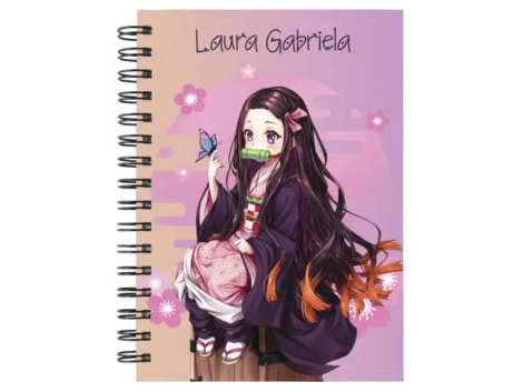 Cuaderno Nezuko Kamado personalizado M03 en tamaño A5 con tapas duras y hojas a elección