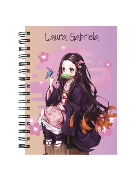 Cuaderno Nezuko Kamado personalizado M03 en tamaño A5 con tapas duras y hojas a elección