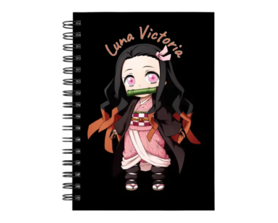 Cuaderno Nezuko Kamado personalizado M06 en tamaño A5 con tapas duras y hojas a elección