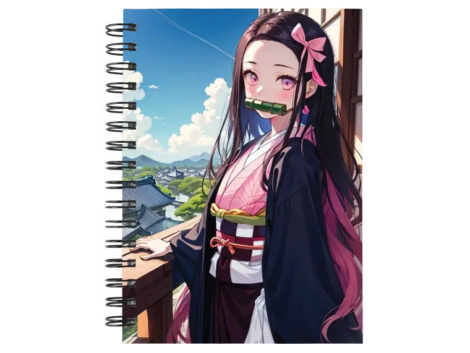 Cuaderno Nezuko Kamado personalizado M16 en tamaño A5 con tapas duras y hojas a elección