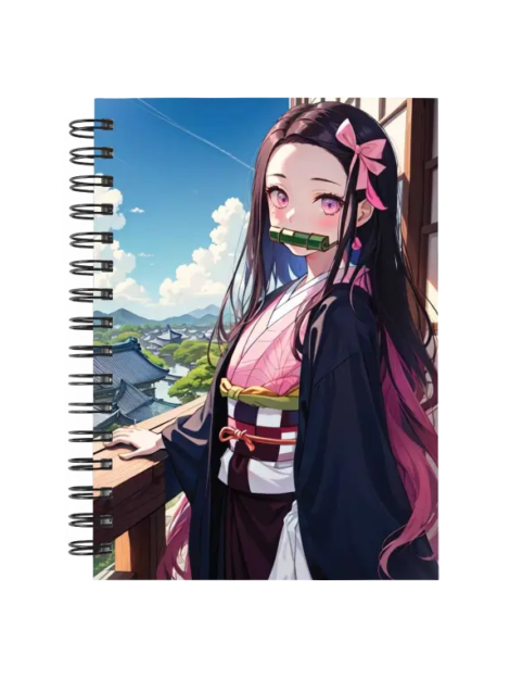 Cuaderno Nezuko Kamado personalizado M16 en tamaño A5 con tapas duras y hojas a elección