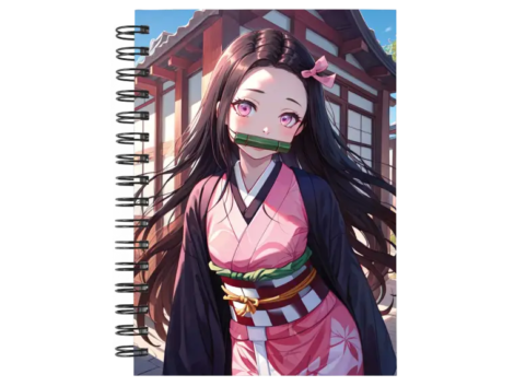 Cuaderno Nezuko Kamado personalizado M17 en tamaño A5 con tapas duras y hojas a elección