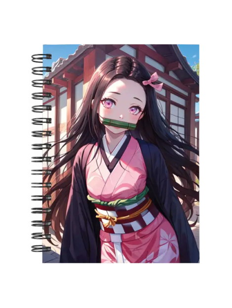 Cuaderno Nezuko Kamado personalizado M17 en tamaño A5 con tapas duras y hojas a elección