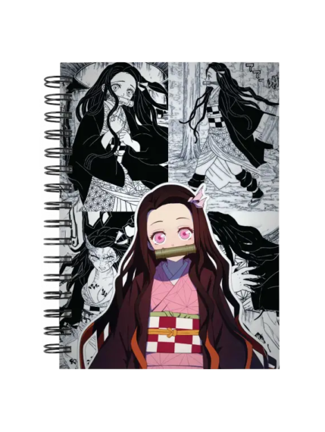 Cuaderno Nezuko Kamado personalizado M18 en tamaño A5 con tapas duras y hojas a elección