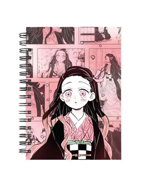 Cuaderno Nezuko Kamado personalizado M19 en tamaño A5 con tapas duras y hojas a elección