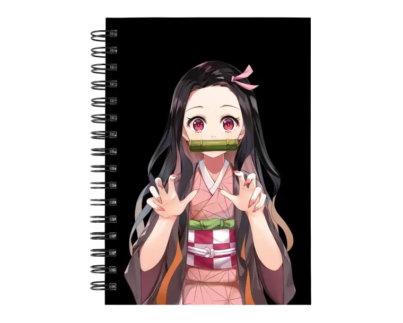 Cuaderno Nezuko Kamado personalizado M21 en tamaño A5 con tapas duras y hojas a elección