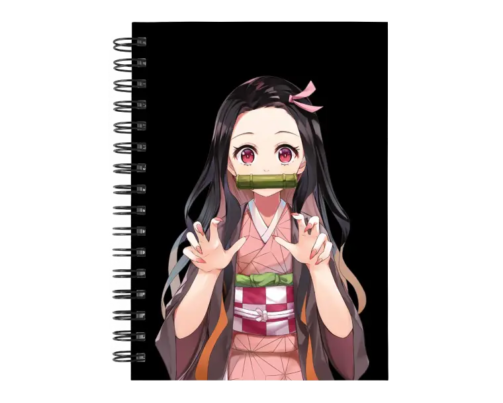 Cuaderno Nezuko Kamado personalizado M21 en tamaño A5 con tapas duras y hojas a elección
