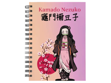 Cuaderno Nezuko Kamado personalizado M22 en tamaño A5 con tapas duras y hojas a elección