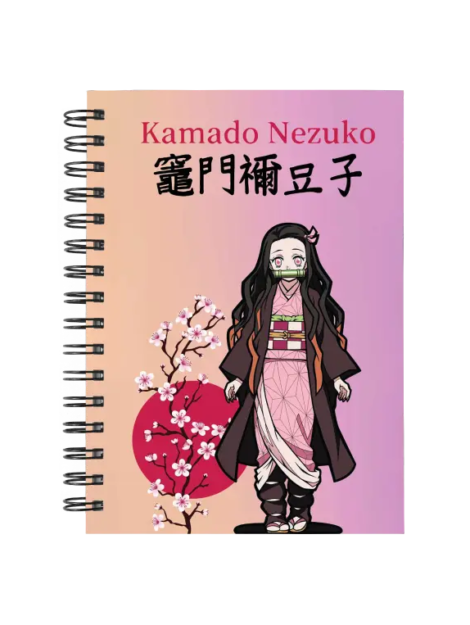 Cuaderno Nezuko Kamado personalizado M22 en tamaño A5 con tapas duras y hojas a elección