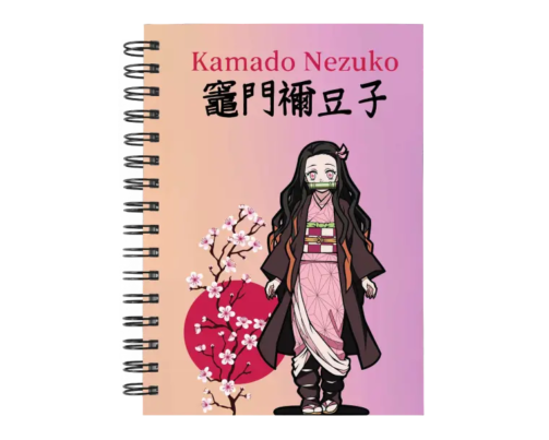 Cuaderno Nezuko Kamado personalizado M22 en tamaño A5 con tapas duras y hojas a elección