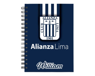 Cuaderno Alianza Lima personalizado M02 en tamaño A5 con tapas duras y hojas a elección