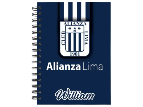 Cuaderno Alianza Lima personalizado M02 en tamaño A5 con tapas duras y hojas a elección