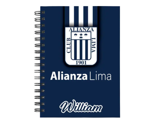 Cuaderno Alianza Lima personalizado M02 en tamaño A5 con tapas duras y hojas a elección