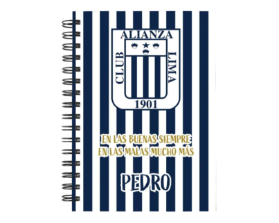 Cuaderno Alianza Lima personalizado M03 en tamaño A5 con tapas duras y hojas a elección