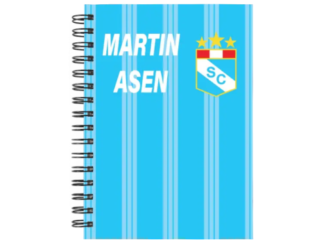 Cuaderno Sporting Cristal personalizado M01 en tamaño A5 con tapas duras y hojas a elección