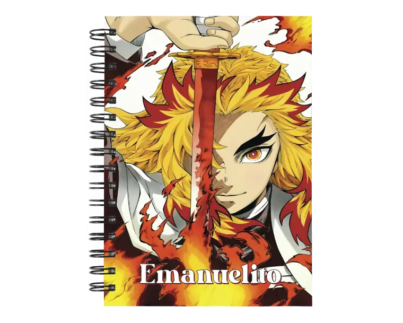 Cuaderno Rengoku Kyojuro personalizado M01 en tamaño A5 con tapas duras y hojas a elección