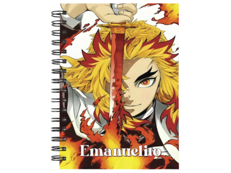 Cuaderno Rengoku Kyojuro personalizado M01 en tamaño A5 con tapas duras y hojas a elección