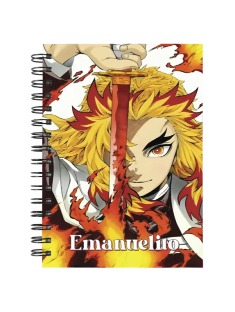 Cuaderno Rengoku Kyojuro personalizado M01 en tamaño A5 con tapas duras y hojas a elección