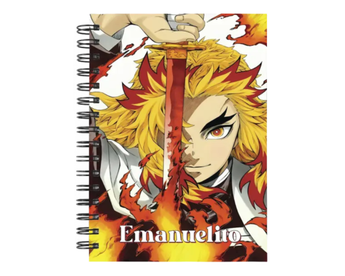 Cuaderno Rengoku Kyojuro personalizado M01 en tamaño A5 con tapas duras y hojas a elección