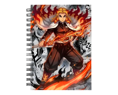Cuaderno Rengoku Kyojuro personalizado M02 en tamaño A5 con tapas duras y hojas a elección