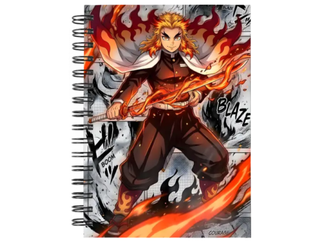 Cuaderno Rengoku Kyojuro personalizado M02 en tamaño A5 con tapas duras y hojas a elección