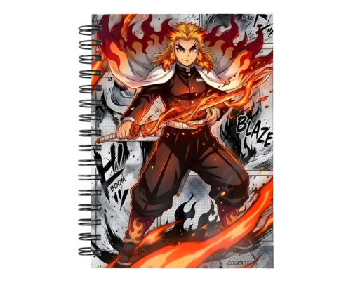 Cuaderno Rengoku Kyojuro personalizado M02 en tamaño A5 con tapas duras y hojas a elección