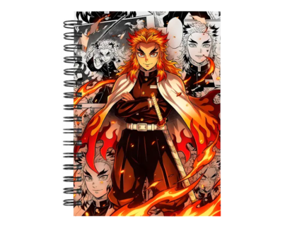 Cuaderno Rengoku Kyojuro personalizado M03 en tamaño A5 con tapas duras y hojas a elección