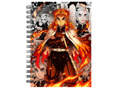 Cuaderno Rengoku Kyojuro personalizado M03 en tamaño A5 con tapas duras y hojas a elección