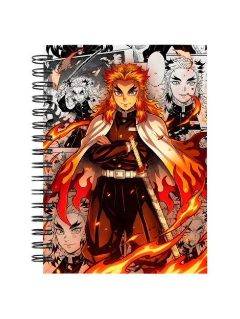 Cuaderno Rengoku Kyojuro personalizado M03 en tamaño A5 con tapas duras y hojas a elección