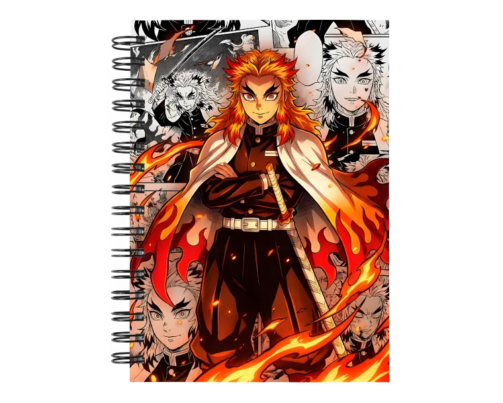 Cuaderno Rengoku Kyojuro personalizado M03 en tamaño A5 con tapas duras y hojas a elección