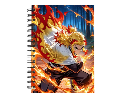 Cuaderno Rengoku Kyojuro personalizado M04 en tamaño A5 con tapas duras y hojas a elección