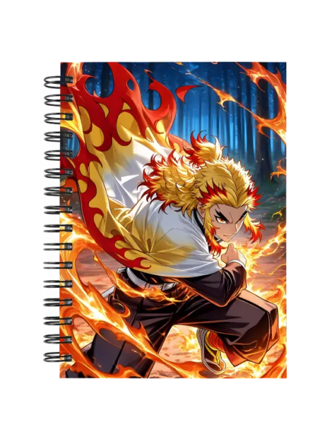 Cuaderno Rengoku Kyojuro personalizado M04 en tamaño A5 con tapas duras y hojas a elección
