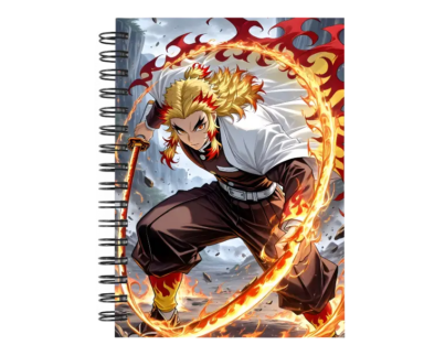 Cuaderno Rengoku Kyojuro personalizado M05 en tamaño A5 con tapas duras y hojas a elección