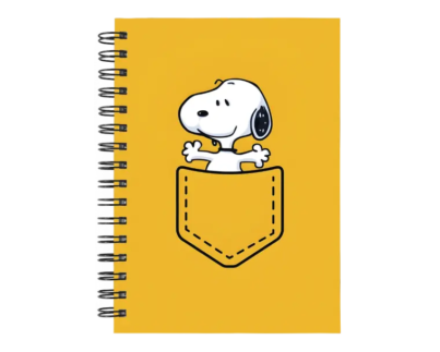 Cuaderno Snoopy personalizado M01 en tamaño A5 con tapas duras y hojas a elección