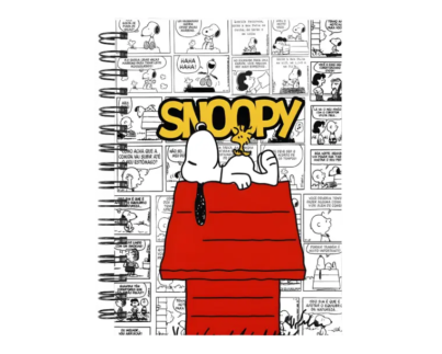 Cuaderno Snoopy personalizado M04 en tamaño A5 con tapas duras y hojas a elección