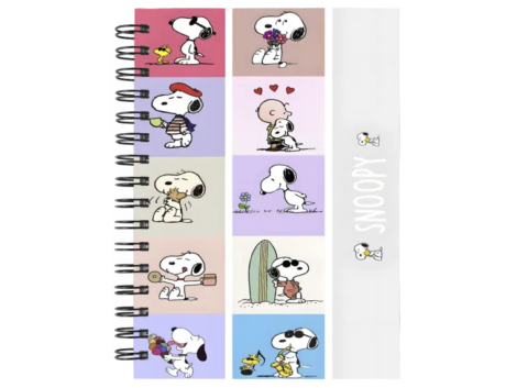 Cuaderno Snoopy personalizado M06 en tamaño A5 con tapas duras y hojas a elección