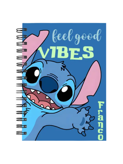 Cuaderno Stitch personalizado M06 en tamaño A5 con tapas duras y hojas a elección
