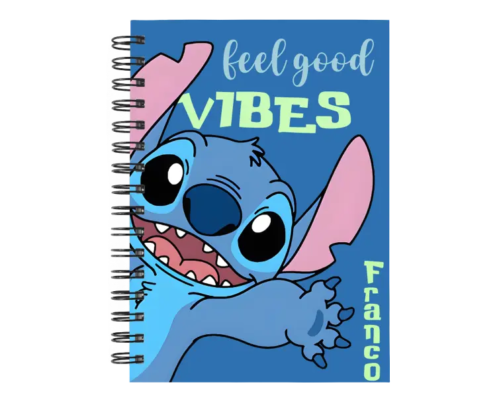 Cuaderno Stitch personalizado M06 en tamaño A5 con tapas duras y hojas a elección